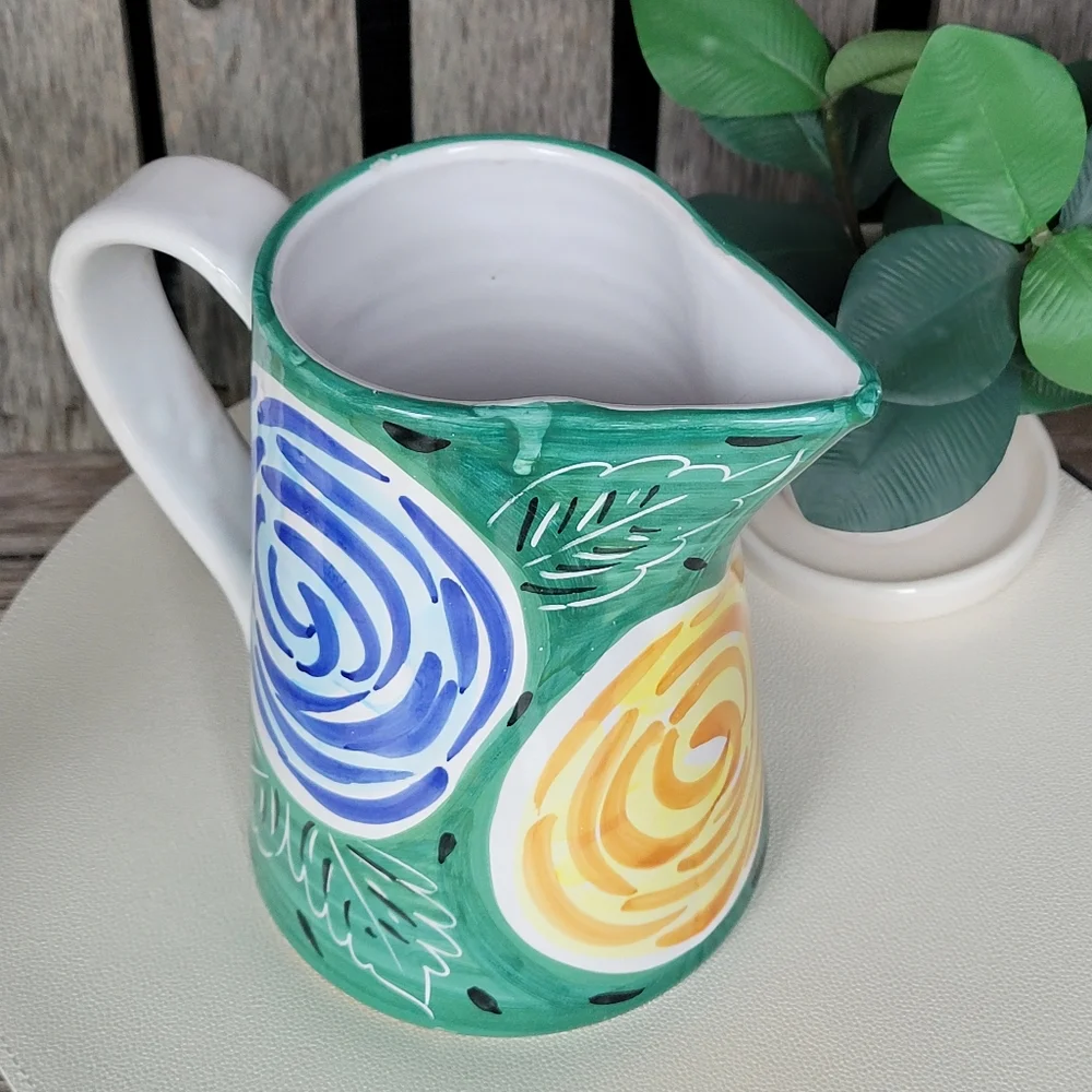 Pier 1 Pitcher Handpainted Glazed Watercolor Florals